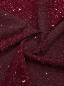 Sweetra Plus Size Metallic Foil Bandeau Double Ruffle Hem Waist Cinched Party Dress - Red - View 4