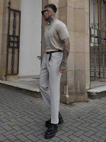 Artur Kramer Suéter informal de manga corta de punto de unicolor para hombre, para primavera/verano