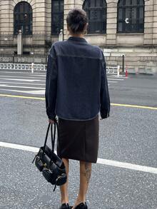 DAZY 女式短款牛仔夹克，新款设计，百搭牛仔衬衫