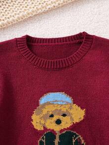 PrepCrw 男童休闲小熊图案圆领毛衣，秋冬季