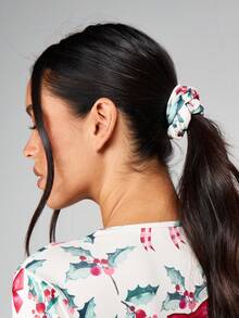 MISSGUIDED 圣诞假日冬青浆果蝴蝶结印花长袖深V领连体裤，节日圣诞派对连体衣 - 彩色 - 查看 5