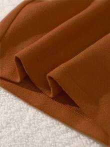 SHEIN 女士及少女驼色束腰优雅双排扣外套，通勤百搭 - 棕色 - 查看 5