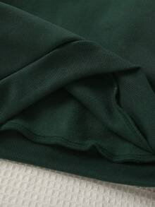 SHEIN 女孩圣诞节：时尚可爱的驯鹿格子蝴蝶结印花圆领卫衣，舒适保暖的秋冬上衣，适合圣诞派对 - 綠色 - 查看 6