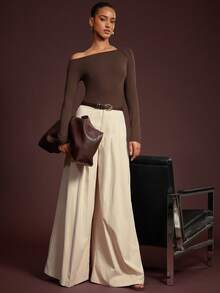 L'Amorae Pleat Front Casual Trouser Office - Khaki - View 1