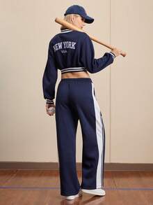 Cheerettes 秋冬女士保暖加厚运动裤 - 藍白色 - 查看 3