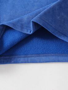 Sparklyn Bộ đồ thể thao cơ bản, đa năng cho bé gái tuổi teen, thích hợp mặc hàng ngày đi học, thể thao, dạo phố. Áo sweatshirt cổ tròn dáng rộng in họa tiết hoa tuyết và quần ống rộng. - Màu xanh lam - Xem 5