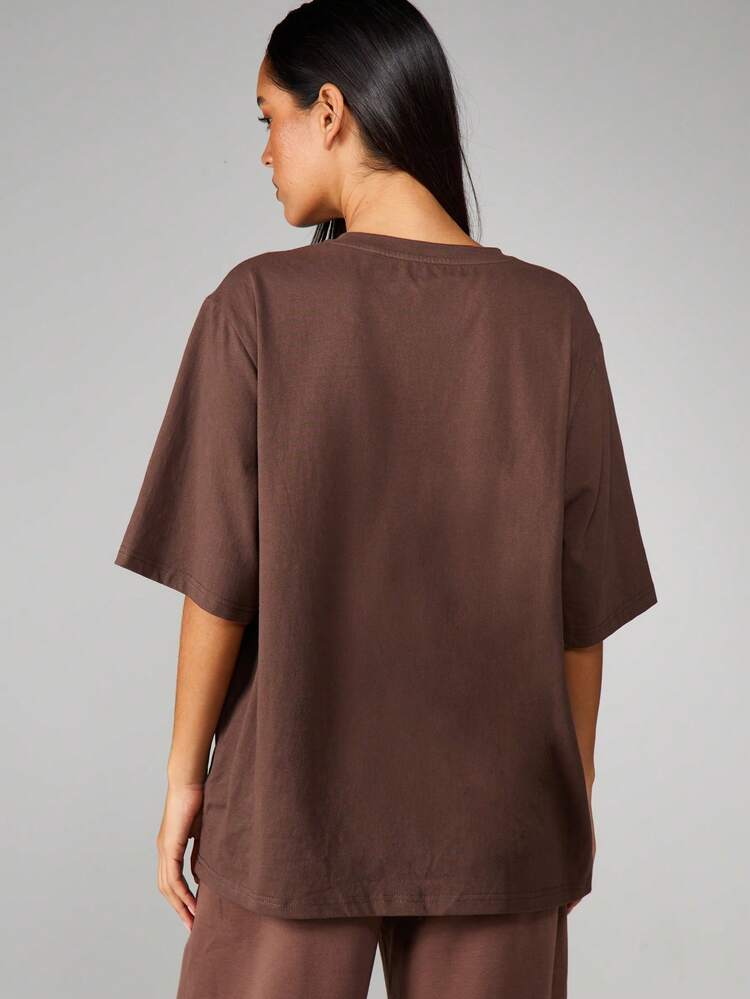 MISSGUIDED Oversized Cotton T Shirt With Logo Print For Casual Streetwear Style