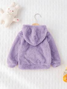 Cozy Pixies Áo nỉ dài tay có mũ lót giữ nhiệt họa tiết mèo cho bé gái - Màu tím - Xem 2