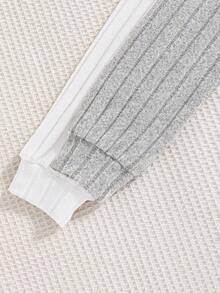 2pcs/Set Tween GirlsCasual Knitted Plush Fabric Top And Leggings Set, 1 Black Set And 1 Burgundy Set - Multicolor - View 4