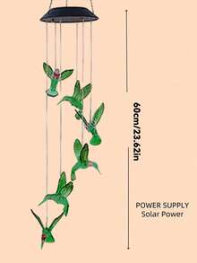 1PC Solar Hummingbird Wind Chimes Color Changing Solar Mobile Lights Waterproof LED Wind Chimes Solar Powered Lights For Garden Balcony Patio Lawn Halloween Christmas Thanksgiving Gift