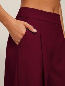 Silquee Women's Casual Solid Color Loose Pocket Pants Wide Leg Pants Palazzo Pants Pleated Pants Loose Pants,Fall,Cozy Fall And Winter Clothes For Women - Burgundy - View 6