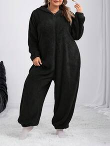 SHEIN CURVE+ 女士新款毛绒连体裤，适合家居服/秋冬