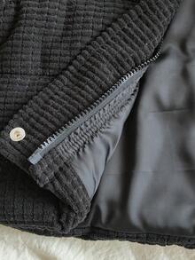 SHEIN Vintaside Kids Babygirl Baby GirlWinter Long Sleeve Hooded Jacket, Cute, Fashionable, Simple And Versatile Design, Perfect For Outdoor Travel, Providing Sufficient Cold Protection, Stylish And Practical - Black - View 3