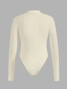 Slaydiva 3pcs/Set Bodysuit Lengan Panjang Kerah Tinggi Minimalis Kasual Ukuran Plus, Cocok untuk Musim Gugur/Musim Dingin - MultiWarna - View 9
