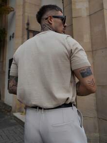 Artur Kramer Suéter informal de manga corta de punto de unicolor para hombre, para primavera/verano