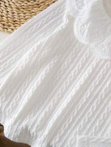 Genkimix Kids 女童荷叶边下摆纹理圆领长袖T恤