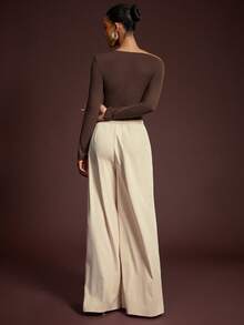 L'Amorae Pleat Front Casual Trouser Office - Khaki - View 5