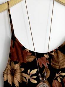 SHEIN Clasi 2pcs Women Leopard Print Dress And Shirt Set Floral Gown Black Floral Dress Autumn Dress - Multicolor - View 4