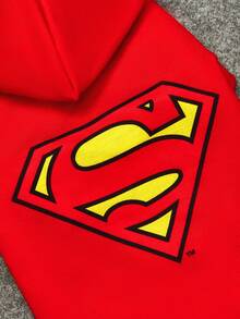 SUPERMAN X SHEIN 1 件徽标印花宠物连帽运动衫，适用于猫、狗，尺码 XXS-XXXXL、特小号、特大号 - 紅色 - 查看 4