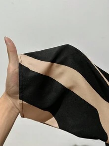 Miaspire 2 件加大时尚奶奶秋装 Curvethanksgiving 女士服装尺码休闲撞色不对称下摆上衣和裤子套装，秋季 - 卡其色 - 查看 7