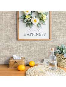1 Roll Light Gray Linen Wallpaper Home Decor Self Adhesive Peel And Stick Wall Paper For Bedroom Dinning Room Kitchen Cabinets Wall Stickers Thicken Mildew-Proof Removable Contact Paper For Countertops Furniture Renovation Wall Art Bedroom Decor Home Decor Living Room Party Decorations Living Room Decor Office Decor Home Decor Items Wall Decor Bathroom Decor Room Decoration Stuff House Decor Wallpapers - Off-white - View 5