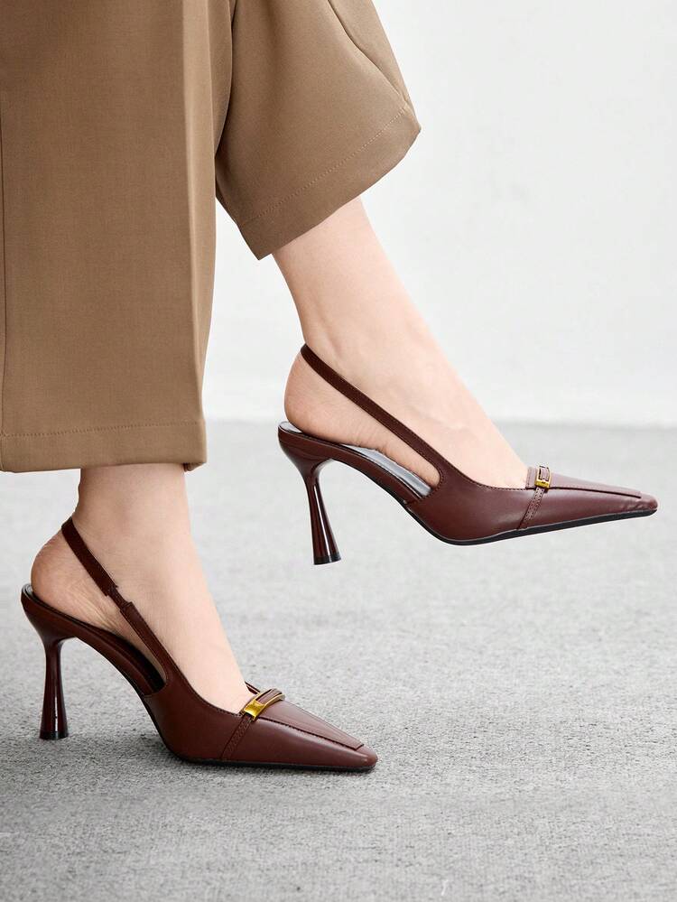 CUCCOO BIZCHIC Women's Fashion Black Patent Leather Slim High Heel Pumps, Suitable For Commuting, Dates, Gatherings, Parties And Other Occasions Valentine's Day - Brown - View 5