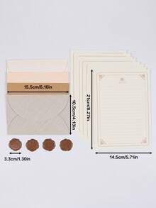 18 件/套浪漫雪景信封和文具套装，包括 4 个信封、8 张高级文具纸和 4 张封蜡，适用于学校、情书、贺卡和明信片。 - 信封套裝 - 查看 3