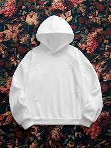 SWAVVY Sudadera casual de talla estándar para hombre, primavera/otoño, blanca con gráfico bordado - Blanco - Ver 2
