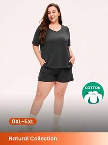 LUVLETTE 大码透气睡衣套装，柔软纯棉，女士家居服套装，带口袋长裤，内衣外穿，平角裤套装