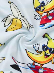 Blue All-Over Print Sunglasses & Banana Print Funny Graphic Boxer Briefs, Streetwear Style Underwear For Teens - Blue - View 5