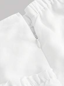 SHEIN MOD Plus Size Women's Asymmetrical Ruffle Hem Skirt - White - View 3