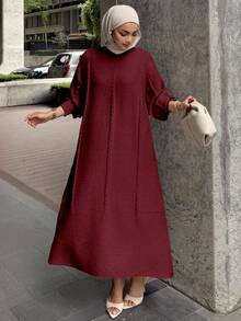 DAZY Women's Casual Knit Sweater Dress, Autumn/Winter,New Year - Burgundy - View 5