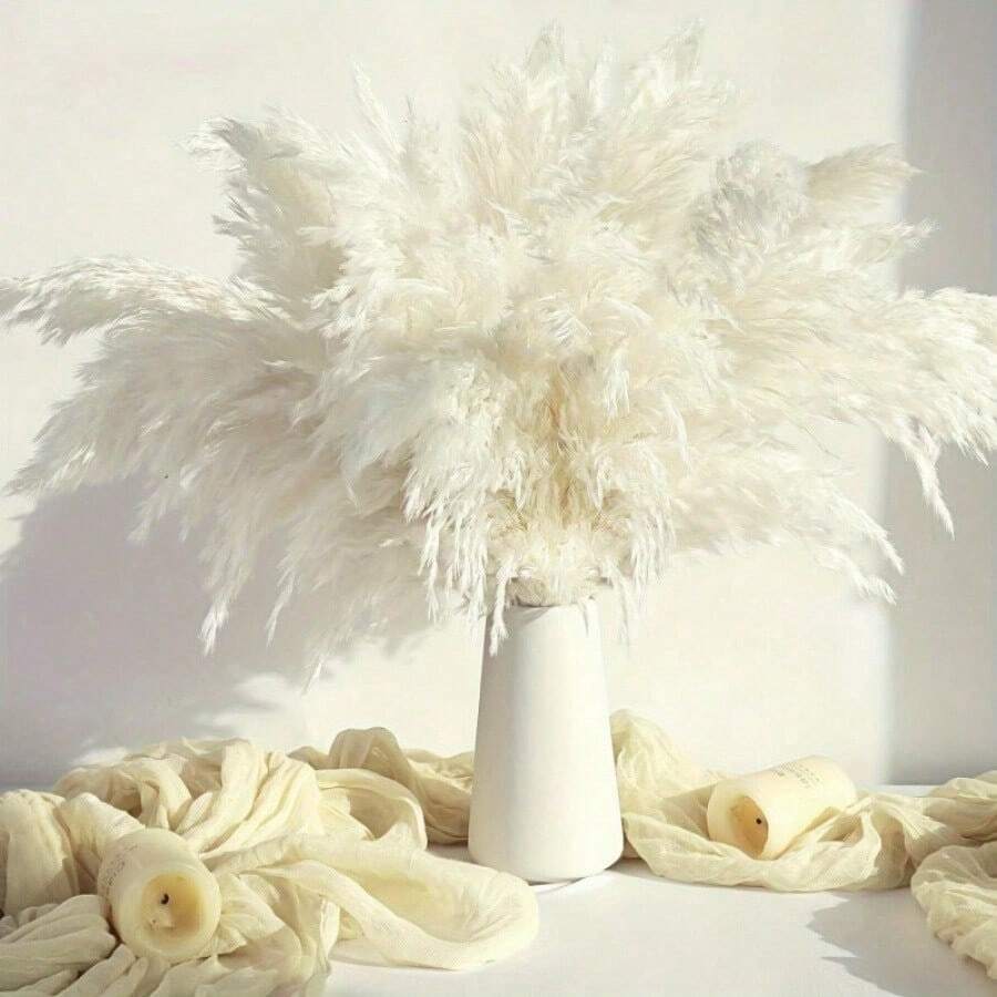 10/15pcs Artificial White Pampas Grass - Non-Shedding Pampas Decoration, Multifunctional For Thanksgiving, New Year, Valentine's Day, Mother's Day - Ideal For Wedding, Shower, Boho Home And Farmhouse Decor,Fall Decor,Autumn