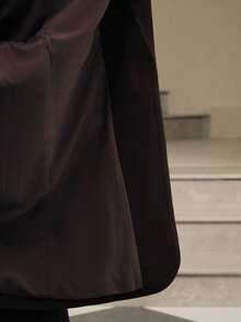 Anewsta 女士优雅通勤两件套西装，棕色，刺绣串珠花卉装饰，外套+裤子，秋冬款 - 咖啡棕 - 查看 8