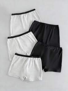 5pcs/Pack Boys' Solid Black & Grey Basic Casual Everyday Soft & Comfortable Briefs Underwear Teen Boys Pack Boxers