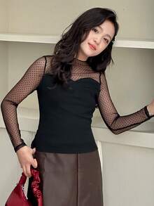 Dazy Kids Tween Girls Crew Neck Fitted Long Sleeve Knit T-Shirt, Fall - Black - View 6