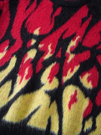 Street Life Pull homme automne/hiver à la mode à motif flammes blocs de couleurs