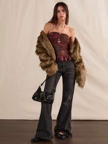 Easelle Áo thun bandeau lưới in họa tiết đồng quê mùa hè dành cho nữ - Nhiều màu - Xem 8