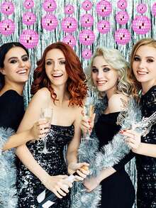 10/5 件装粉色迪斯科球蛋糕装饰，反光镜面球蛋糕装饰，迷你迪斯科镜面球装饰 - 塑料反光银色装饰吊坠，镜面球反光玻璃球，家居悬挂装饰，适用于 70 年代迪斯科主题派对装饰、生日节日派对装饰 - 彩色 - 查看 6