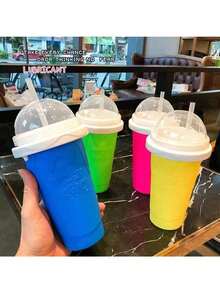 1pc - Make Your Own Smoothie Cup, Quick Iced Milkshake For Summer, Magic Smoothie Cup, Magic Slush Cup With Lid And Straw, Portable Smoothie Squeeze Cup, Double Silicone DIY Magic Smoothie Maker Squeeze Cup For Juice, Soda, Milk And Ice Cream, Gift - Multicolor - Ver 5