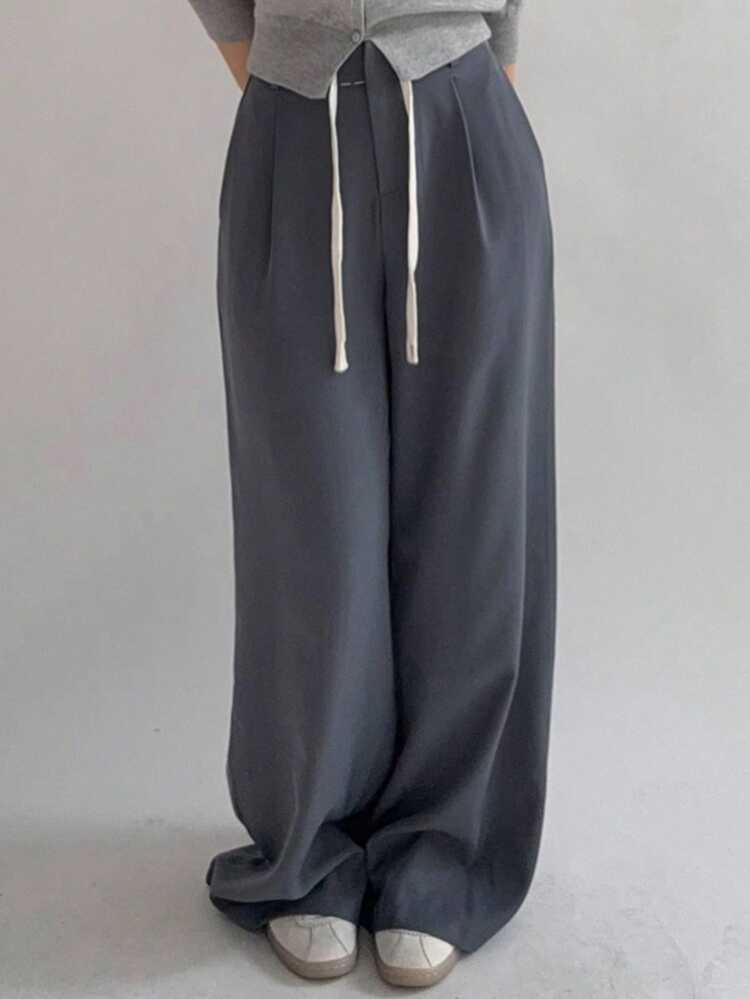 Women's Casual Loose Straight Leg Pants, Colorblock Design, Versatile & Slimming