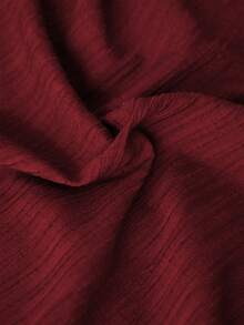 LanaWest 女士西部波西米亚风纹理面料翻领长袖高端设计前褶皱单排扣衬衫，优雅教师款，适合万圣节、秋季新款时尚小众设计百搭常规衬衫 - 酒紅色 - 查看 6