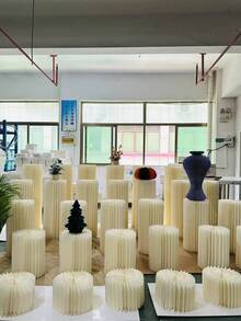 象牙色纸板底座架、折叠柱架、婚礼道具、落地展示柱架、DIY 底座盒，带圆形顶板，折叠纸质圆柱底座，婚礼生日蛋糕花架，最佳礼物、婚礼装饰、家居装饰、房间装饰、毕业生日装饰、派对装饰、单身派对