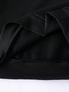 Sweat-shirt col zippé mi-hauteur minimaliste de couleur unie pour filles pré-adolescentes, pour le quotidien et les déplacements, automne/hiver - Noir - Voir 5