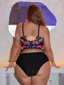 Swim Vcay Plus Size Tankini Swimwear 2 Pieces Set, Minimalist Design For Daily Wear, Women Summer Beach Outfit - Multicolor - View 2