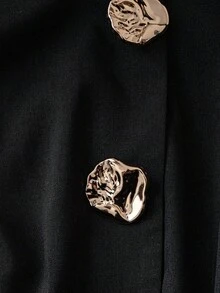 SHEIN PETITE 女士优雅休闲/办公不对称金属装饰雪纺拼接长袖衬衫 - 黑色 - 查看 4