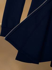 Modelyn 女士优雅收腰A字连衣裙，显瘦又时尚 - 藏蓝色 - 查看 7