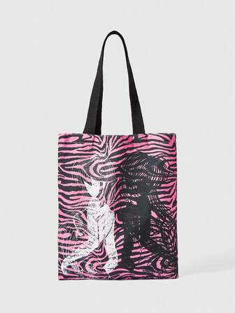Grunge Punk Bolsa de lona reutilizable con estampado de ojo/luna/estrella en todo el diseño, bolso de hombro adecuado para ir de compras