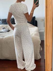 Livesso Women's Casual Comfortable Pajama Set, Summer New Arrival - Beige - View 2