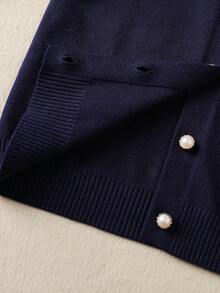 Sparklyn Tween Girls 甜美厚重3D手工蝴蝶结毛衣套装，宽松百搭气质针织开衫+P两件套，女童温柔可爱长袖毛衣套装，适合日常穿着、外出旅行，秋冬毛衣 - 藏蓝色 - 查看 8